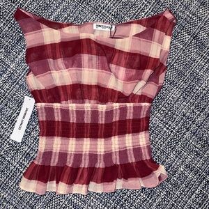 Princess Polly Burgundy Plaid Blouse